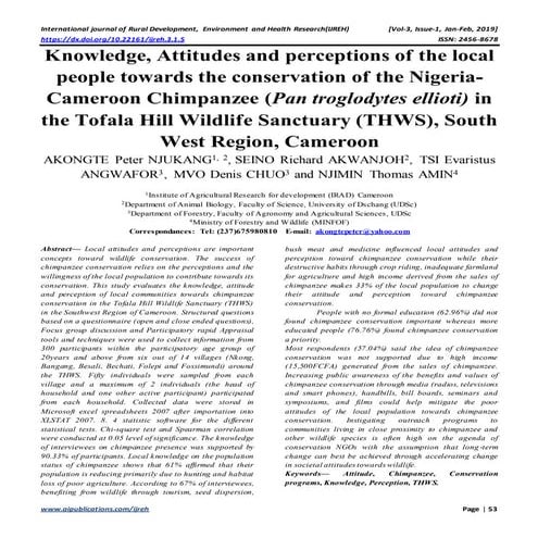 Knowledge, Attitudes and perceptions of the local people towards the conserva...