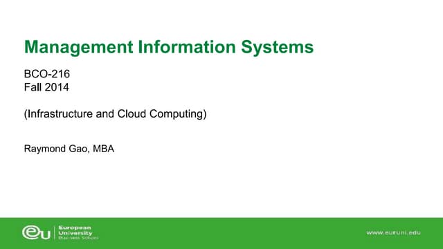 5 - Infrastructure and Cloud Computing