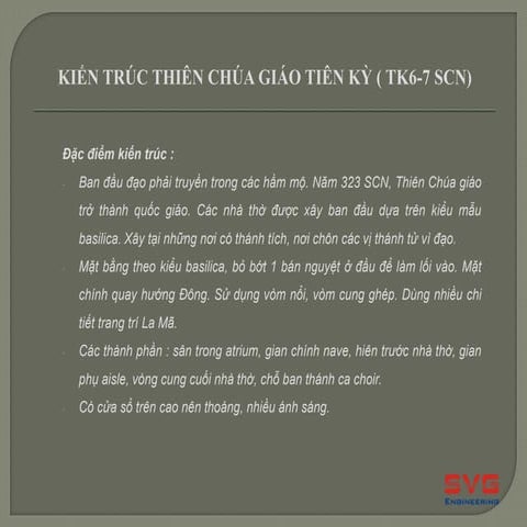 KIẾN TRÚC THIÊN CHÚA GIÁO TIÊN KỲ