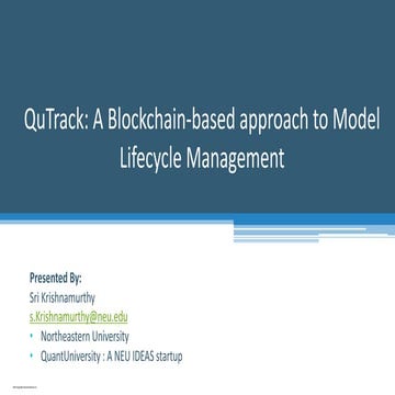 2019 GDRR: Blockchain Data Analytics - QuTrack: Model Life Cycle Management f...