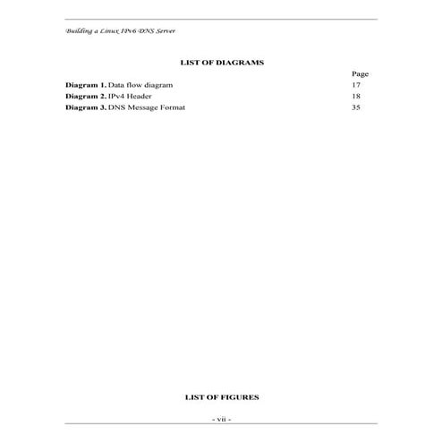 List Of Figures and Diagrams for Building Linux IPv6 DNS Server