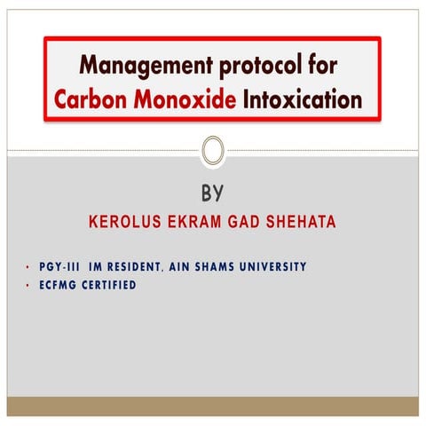 Management protocol of carbon Monoxide poisoning