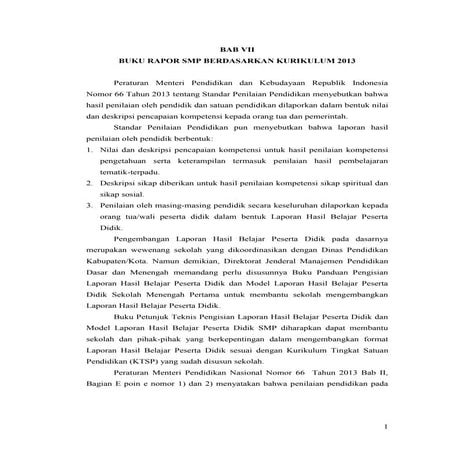 Format Buku Raport SD Kurikulum 2013 beserta contoh isinya | DOC