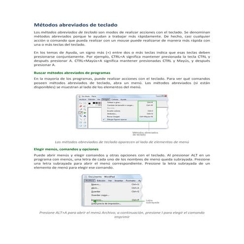 Metodos abreviados de teclado Windows