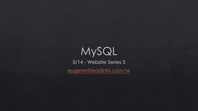 Website Series 5 - MySQL