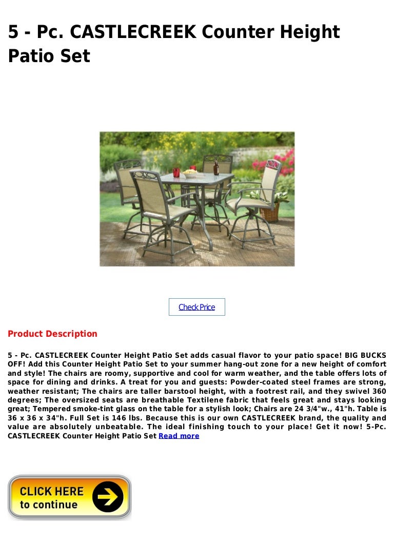 5 Pc Castlecreek Counter Height Patio Set