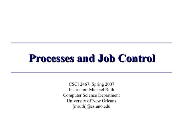 Processes And Job Control