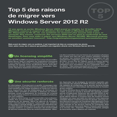 5 bonnes raisons de migrer vers Windows Server 2012