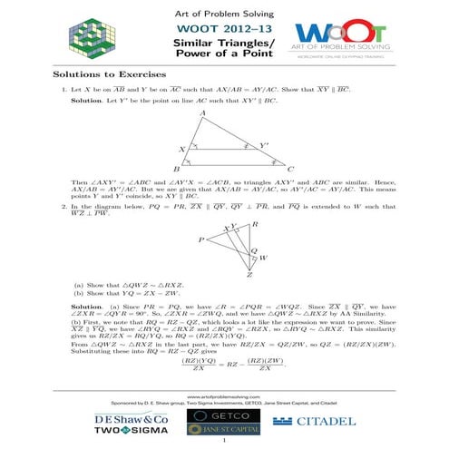 5 similar+triangles%26 power+of+a+point+%28solutions%29 | PDF