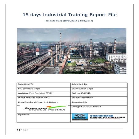 Industrial Training Report on Steel Melting Shop(SMS)