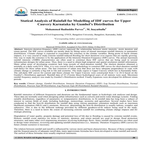 Rainfall intensity duration frequency curve statistical analysis and ...