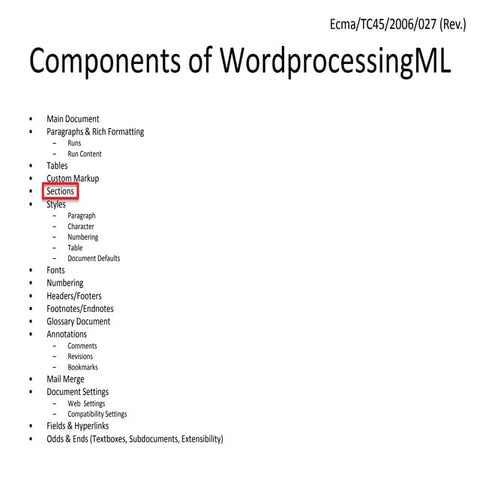 5   wordprocessing ml subject - sections