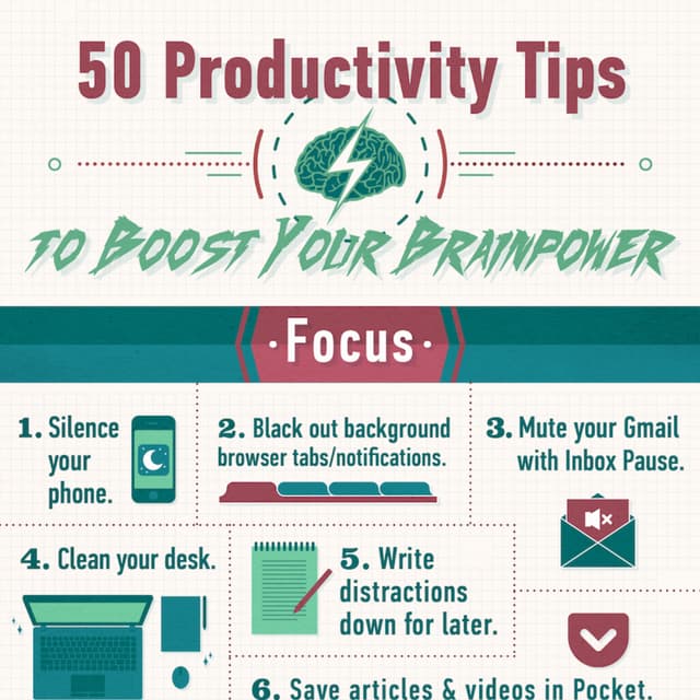 50 Productivity Hacks to Boost Your Brainpower (Infographic)