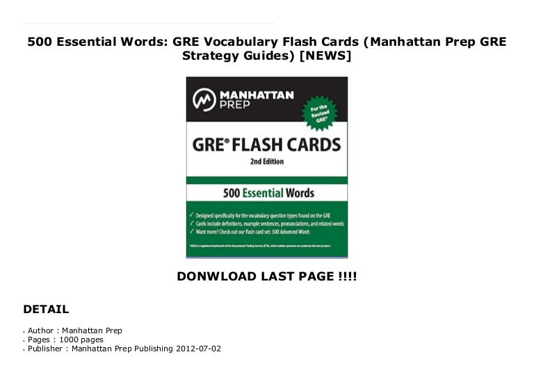 500 Essential Words GRE Vocabulary Flash Cards (Manhattan Prep GRE S…