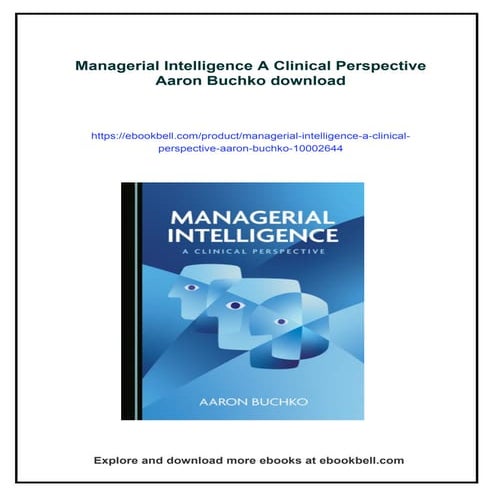 Managerial Intelligence A Clinical Perspective Aaron Buchko
