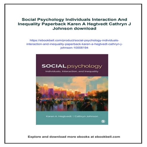 Social Psychology Individuals Interaction And Inequality Paperback Karen A He...