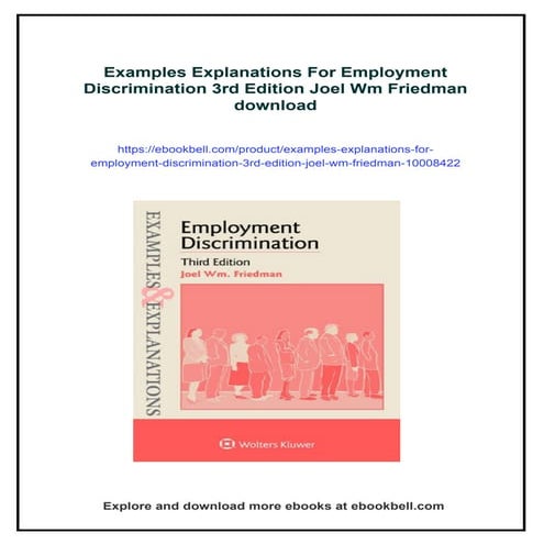 Examples Explanations For Employment Discrimination 3rd Edition Joel Wm ...