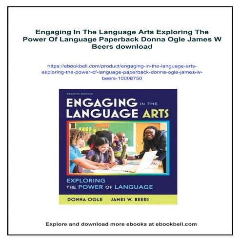Engaging In The Language Arts Exploring The Power Of Language Paperback Donna...