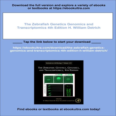 The Zebrafish Genetics Genomics and Transcriptomics 4th Edition H. William De...
