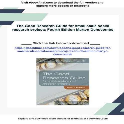 The Good Research Guide for small scale social research projects Fourth Editi...