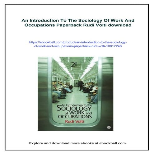 An Introduction To The Sociology Of Work And Occupations Paperback Rudi Volti
