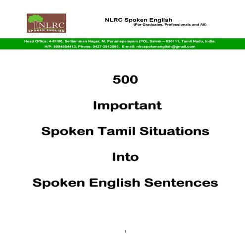 500 important spoken tamil situations into spoken english sentences   sample