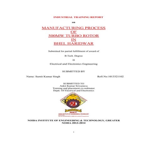 500 MW synchronous generator rotor construction report