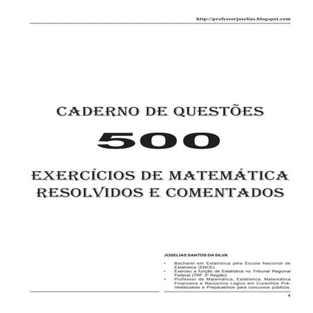 500 questões matemática   professor joselias