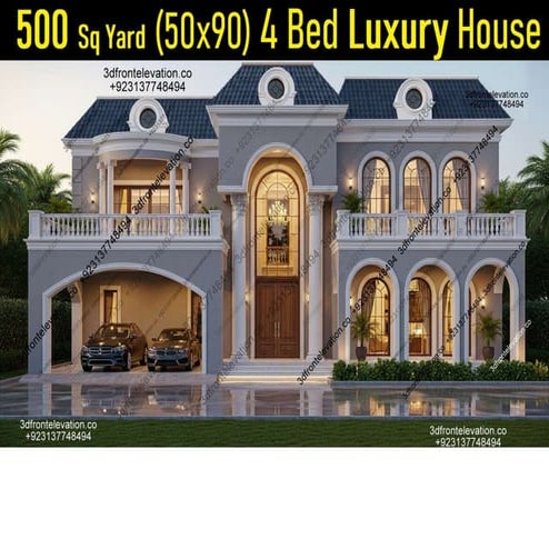 500 Sq Yard 6 BHK Luxury House Plan with Elevation .pdf