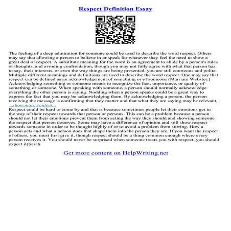 500 Word Essay On Respect