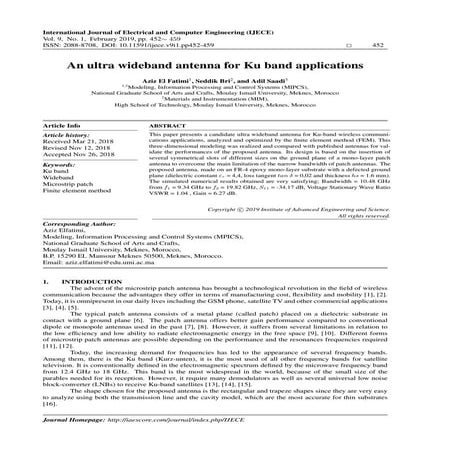 An ultra wideband antenna for Ku band applications