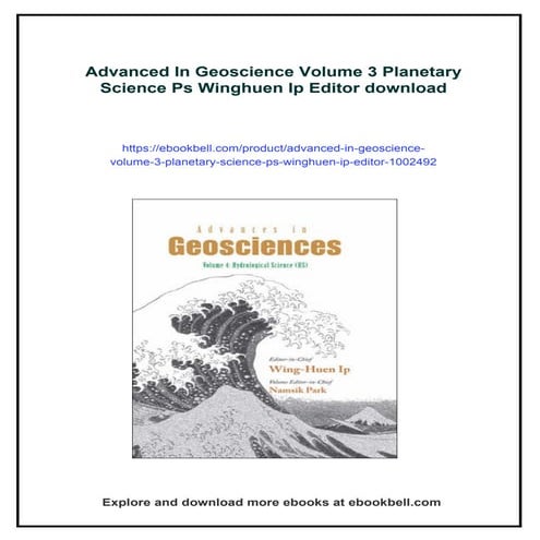 Advanced In Geoscience Volume 3 Planetary Science Ps Winghuen Ip Editor