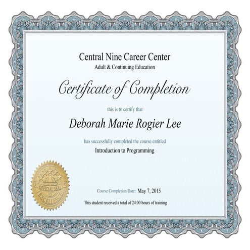 Program Completion Certificate