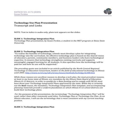 501ferdon techplantranscript