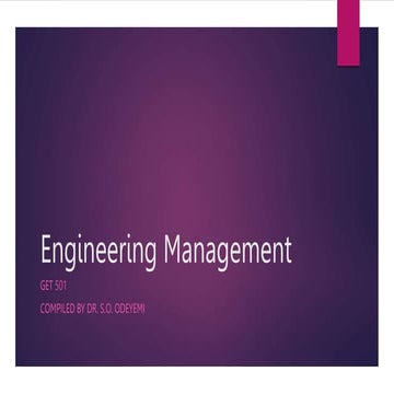 Engineering Management ECE 501 (500LEVEL)