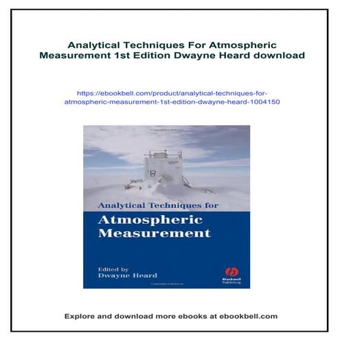 Analytical Techniques For Atmospheric Measurement 1st Edition Dwayne ...