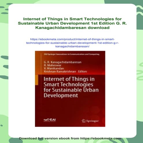 Internet of Things in Smart Technologies for Sustainable Urban ...