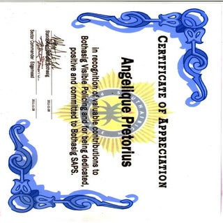 Certificate of Appreciation - Botha...