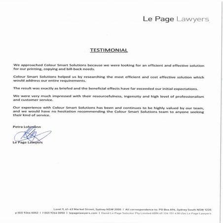 Le Page Lawyers Testimonial | PDF