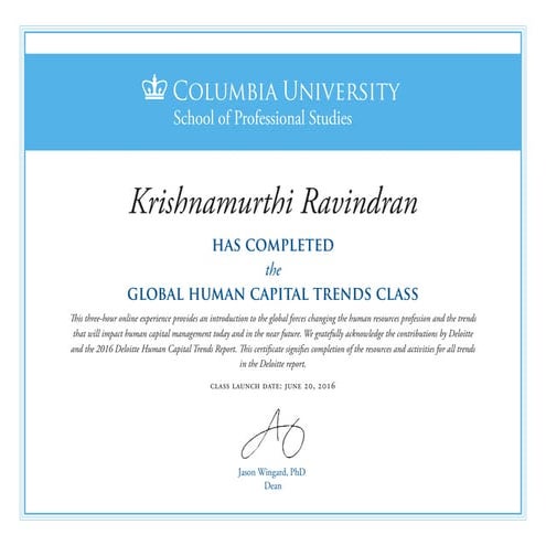 GLOBAL HUMAN CAPITAL TRENDS CERTIFICATE