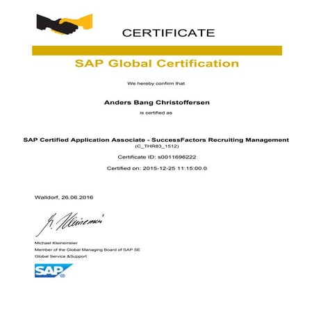 SAP Certified Application Associate - SuccessFactors Recruiting Management