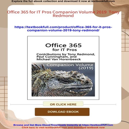 Office 365 for IT Pros Companion Volume 2019  Tony Redmond