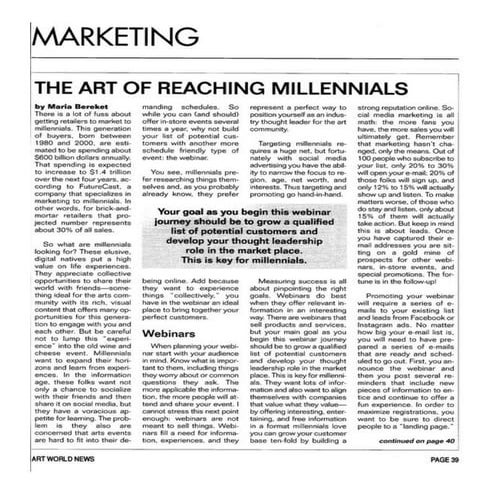 Art World News-Millennials Article