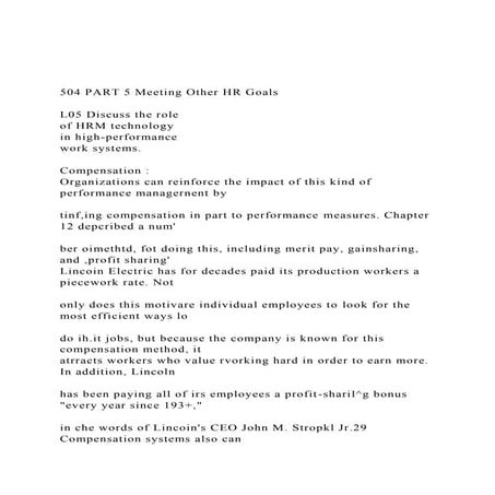 504 PART 5 Meeting Other HR GoalsL05 Discuss the roleof .docx