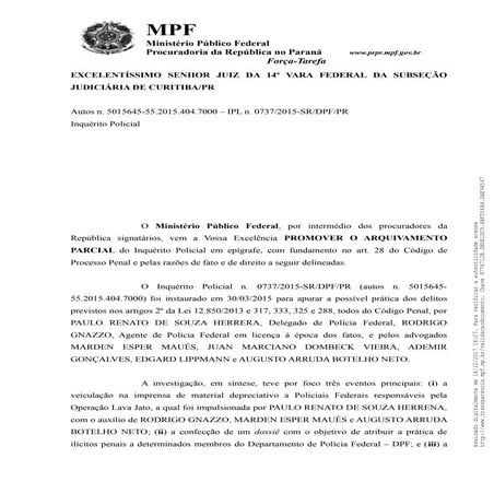 Pedido de Arquivamento do IPL 737 - sobre os "dissidentes"