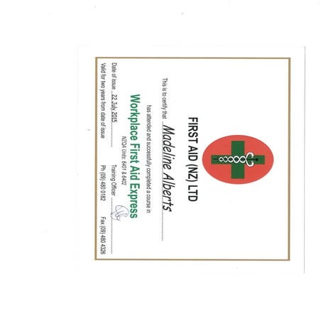 Certificate First Aid NZ | PDF
