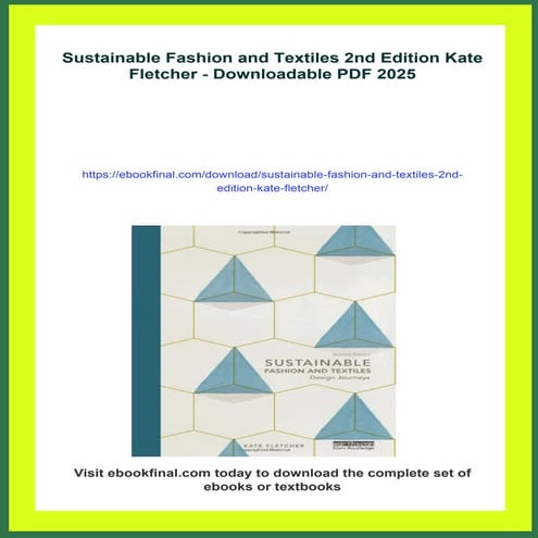 Sustainable Fashion and Textiles 2nd Edition Kate Fletcher | PDF