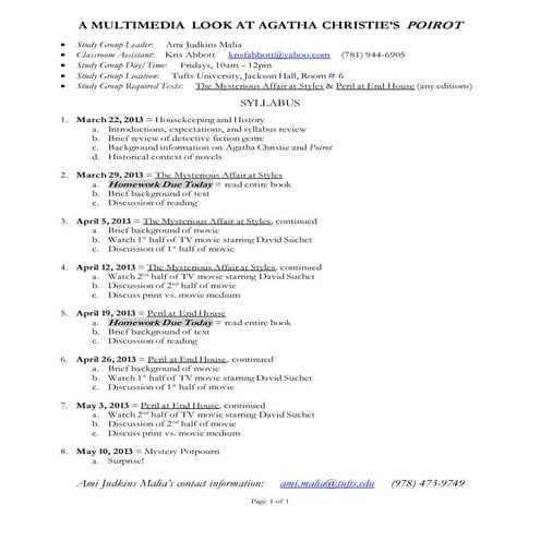 A MULTIMEDIA LOOK AT AGATHA CHRISTIE_Syllabus Handout v2