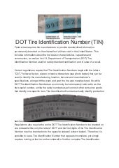 Dot Tire Identification Number Tin
