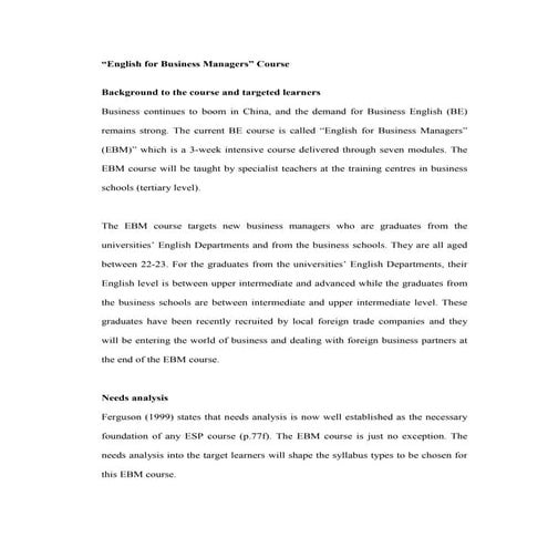 Course design-English for Specific Purposes